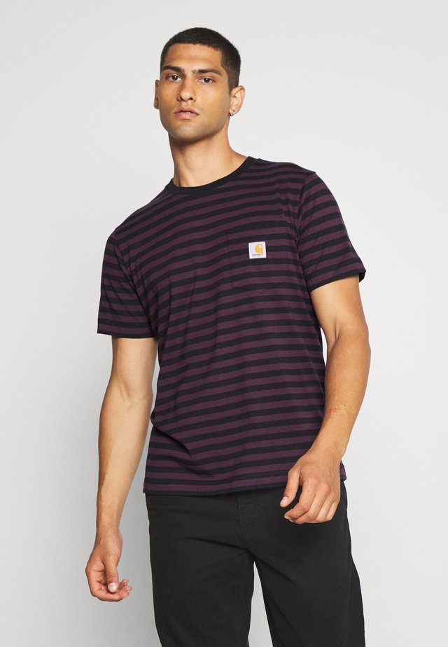 PARKER POCKET - T-shirt imprimé - dark navy/boysenberry
