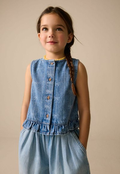 Veste En Jean Garçon Fille Sans Manches à Capuche - Blouson Denim Enfant Printemps Automne