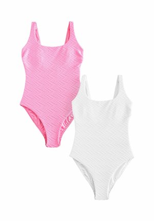 Next 2-PACK - Baddräkt - pink white zigzag textured