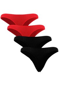 Fabio Farini 4ER PACK HERREN STRING TANGA ENG ANLIEGEND STRETCH - Slip - rot/schwarz