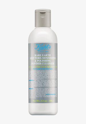 Bouteille de nettoyant en poudre avec une étiquette grise et blanche, comportant du texte bleu. Contient 3,5 oz (100 g) de produit, avec un capuchon à rabat pour le dosage.