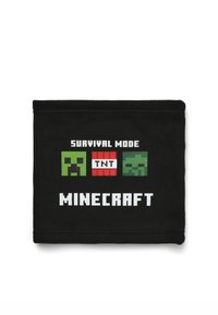 Coperta in pile nera con le scritte "SURVIVAL MODE" e "MINECRAFT" in bianco, con creatura verde pixelata e grafica rossa TNT.