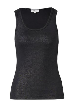 Crna majica bez rukava s blagim sjajem, okrugli izrez i uski kroj od s.Oliver, veličina 36.
