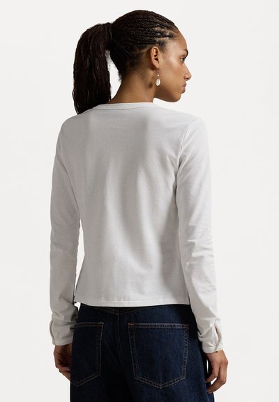 Polo Ralph Lauren STRETCH MESH COTTON CREWNECK CARDIGAN  - Kardigan - white