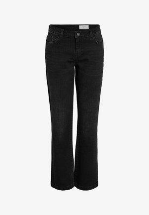 Mustad denimehased, millel on laienev lõige, viie tasku disain ja nööp sulgemine. Omab peeneid õmblusi ja klassikalist vöökohta.