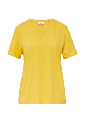 s.Oliver MIT V-AUSSCHNITT - T-shirt basic - zitrone