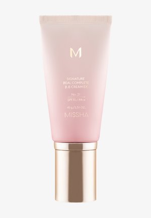 MISSHA Signature Real Complete B.B Cream EX nr. 21, SPF30 PA++, 45 g, i en rosa og gull tube med skrukork.