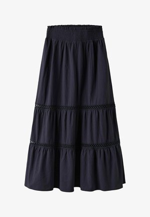 Tumesinine kihiline seelik smockitud vöökohtaga, mille vahel on dekoratiivne silmade trimmi. Valmistatud kerge materjaliga, millel on pehme tekstuur.