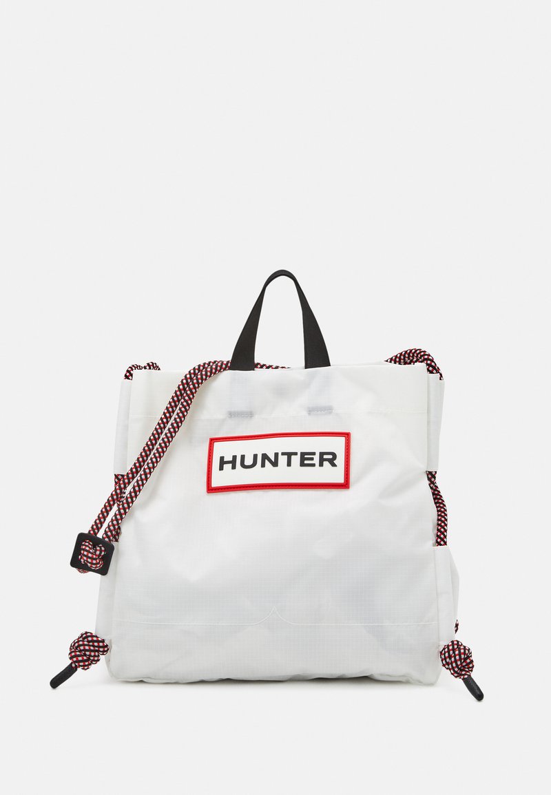Hunter ORIGINAL TRAVEL RIPSTOP TOTE Shopping Bag white/red box logo