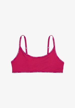 Rózsaszín pamut bralette állítható pántokkal. Az alján logós szalag található, és enyhén cropped dizájnnal rendelkezik. Simakalapú szerkezet.