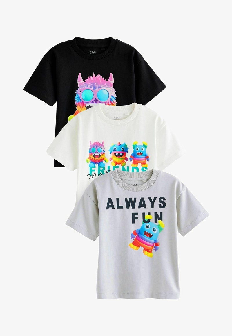 Next SHORT SLEEVE CHARACTER 3 PACK STANDARD - T-shirt print - black white