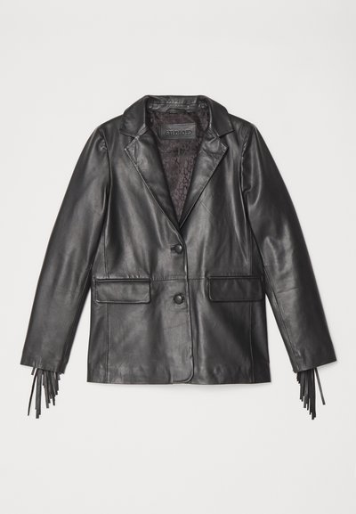 STUDIO ID ROXY FRINGED - Nahkjakk - black