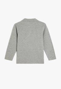 Grå långärmad skjorta av mjuk bomull. Har en rak skärning, enkel design och klassisk krage. Inga synliga detaljer på baksidan.