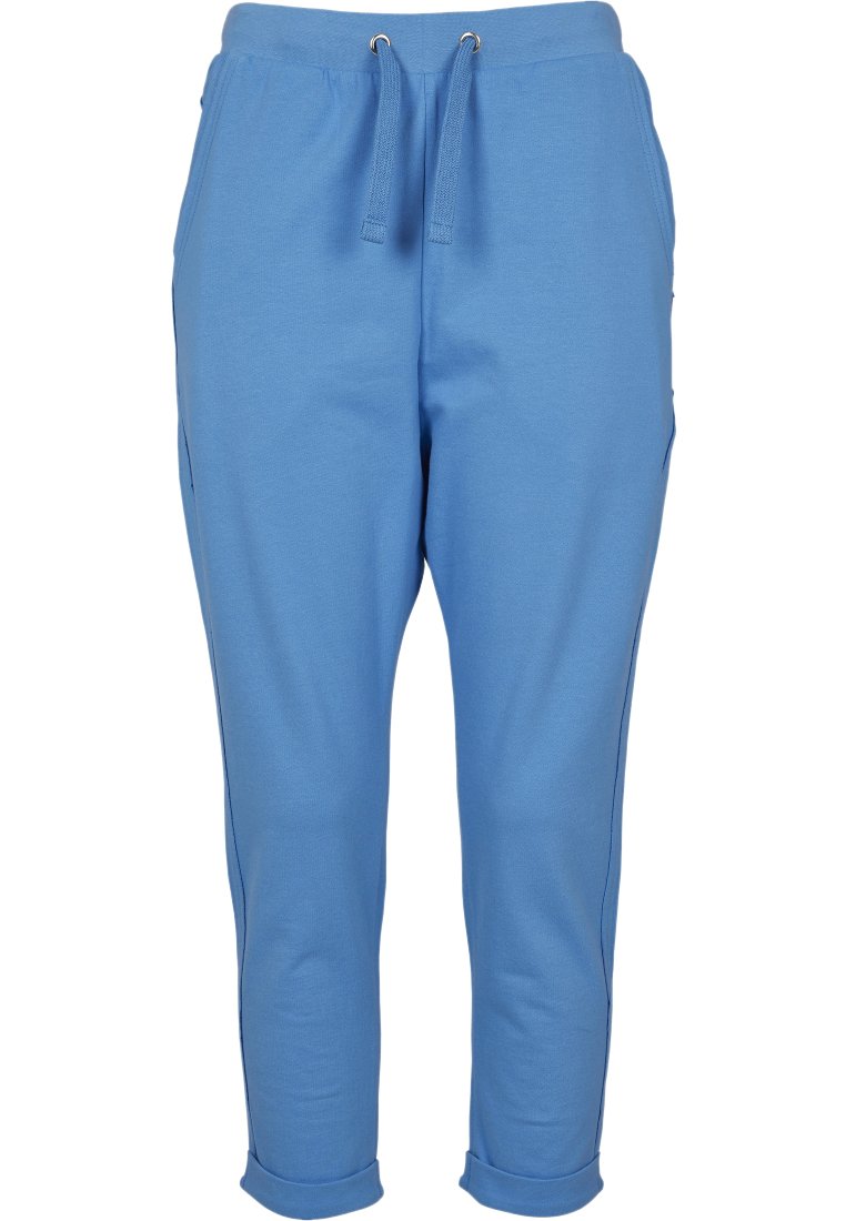 Urban Classics LADIES OPEN EDGE TERRY TURN UP PANTS - Tréningruha alsók - horizonblue