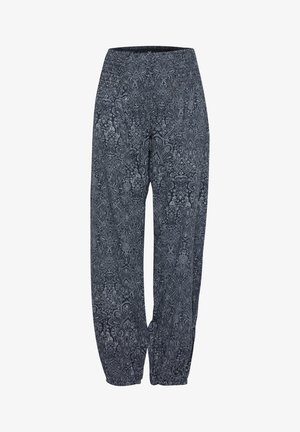 PULZ, PZJILL WIDE - Pantalon classique - dark sapphire printed