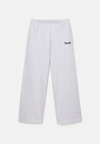 Pantalon de survêtement gris clair avec taille élastique et petit logo texte "le marais" sur la partie supérieure de la jambe gauche, présenté à plat sur fond blanc.