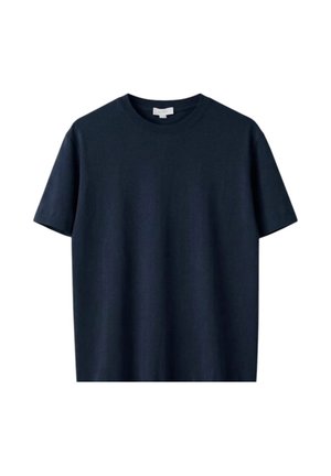 Maglietta nera semplice a maniche corte con scollo rotondo, realizzata in tessuto di cotone, mostrata distesa senza motivi o loghi visibili.