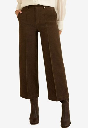 WIDE PINTUCK CROP - Bukser - chocolate brown