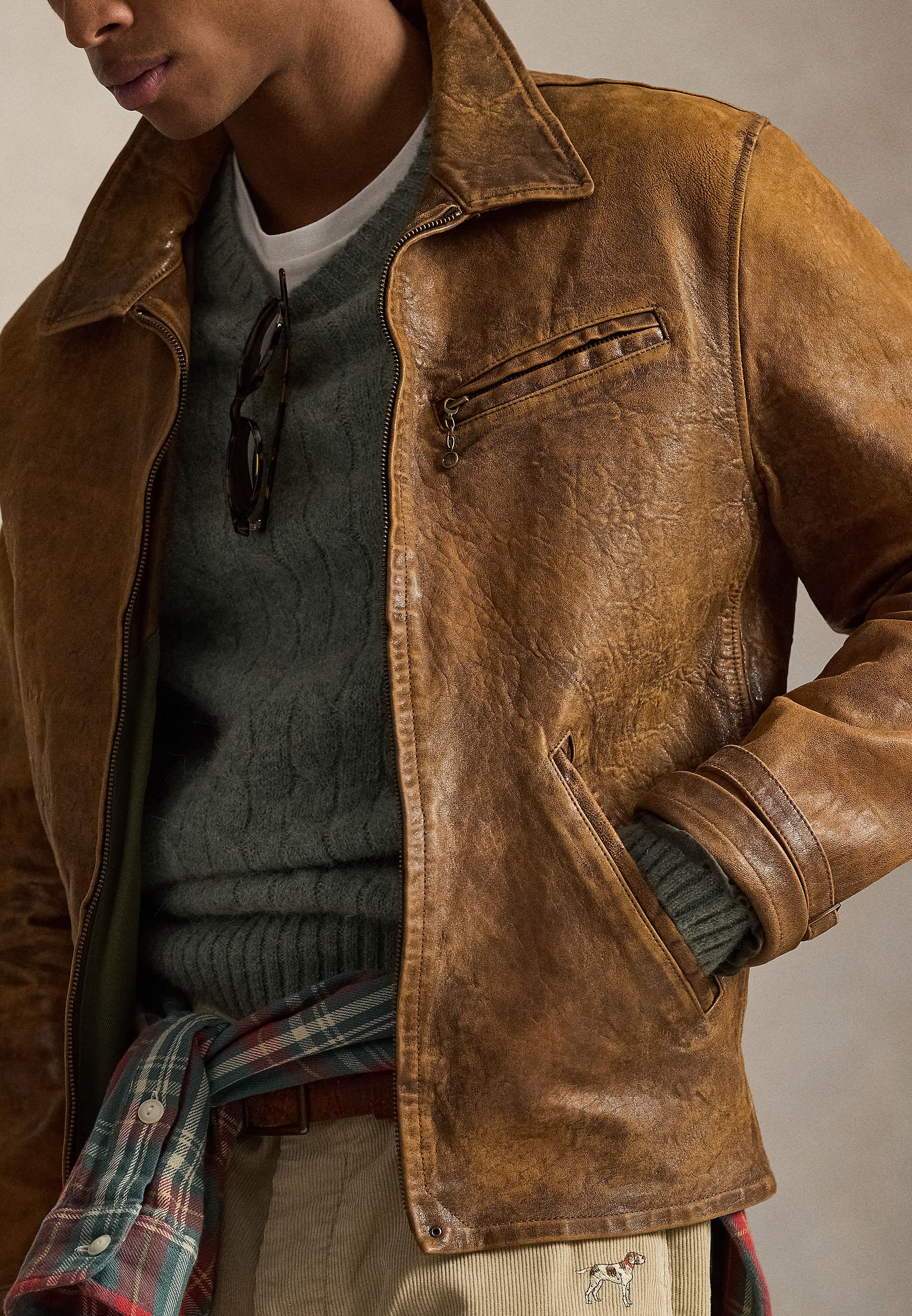 Polo Ralph Lauren LEATHER NEWSBOY JACKET - Chaqueta de cuero