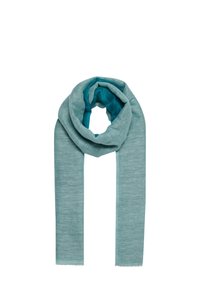 Écharpe légère et texturée dans un dégradé de teal. Se distingue par un matériau doux qui tombe bien, avec des bords effilochés et une doublure intérieure lisse.
