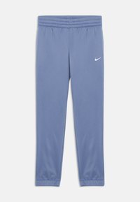 Svijetloplave atletske hlače s elastičnom našivkom i malim bijelim Nike swoosh logom na desnom bedrima.