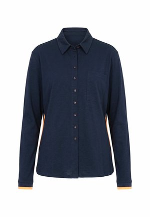 LAURASØN, COLOR POP LETTERING LONG SLEEVE BUTTON-DOWN BLOUSE - Button-down blouse - marine