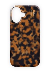 Tortoiseshell-patterned phone case featuring a transparent plastic design with a rounded cutout for the camera. Text present in the corner.
