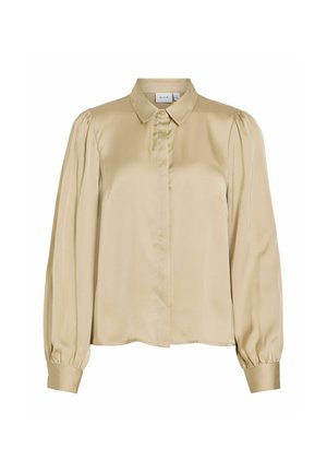 VILA, SHIRT VISOFIE LONG SLEEVED - Blúzka so zapínaním na gombíky - cement
