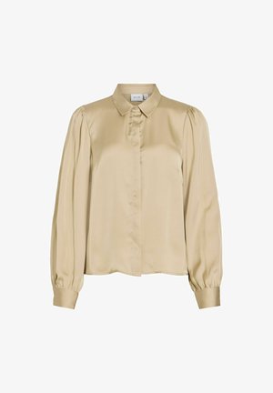 VILA, SHIRT VISOFIE LONG SLEEVED - Blúzka so zapínaním na gombíky - cement