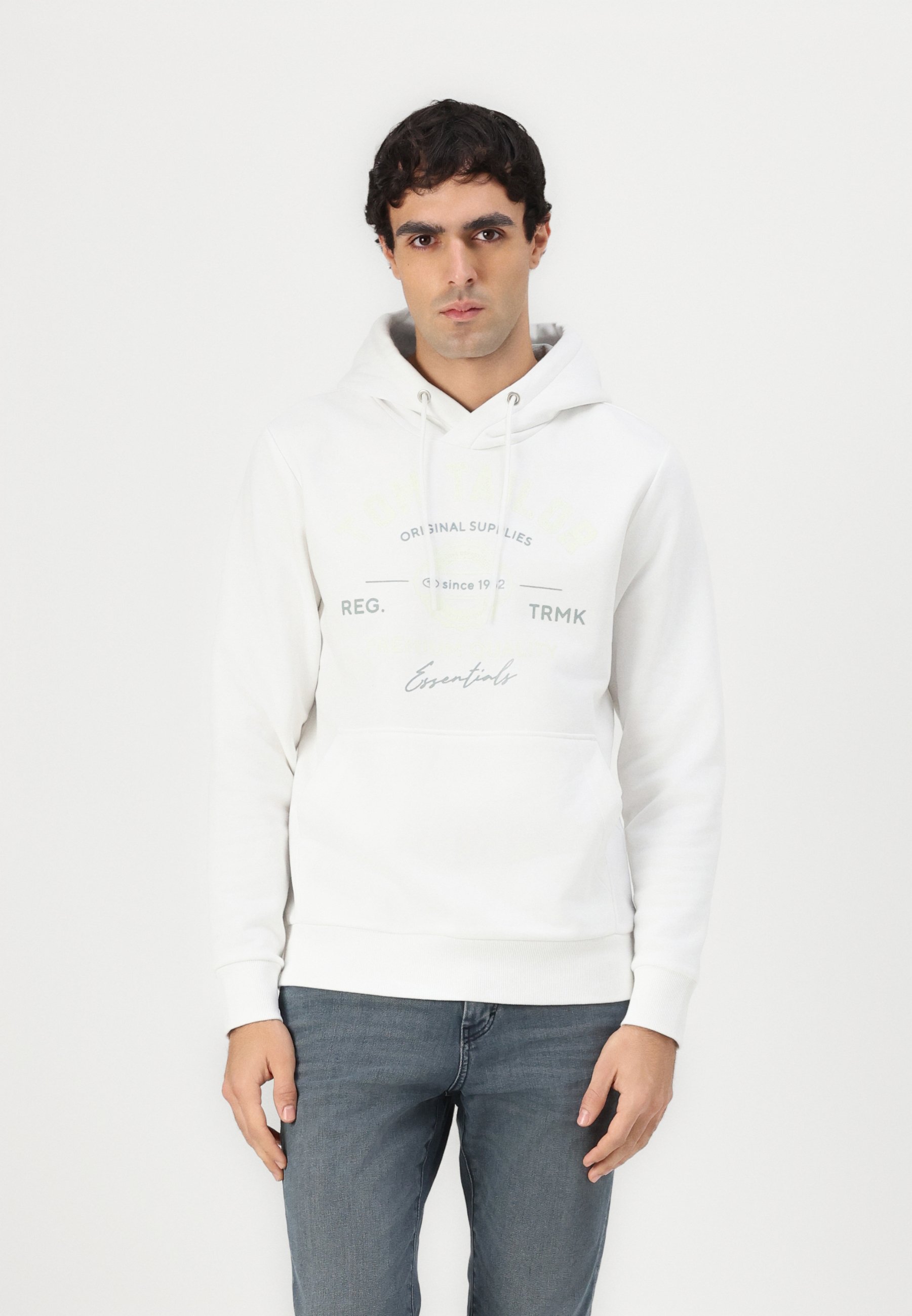 TOM TAILOR HOODIE WITH PRINT Sweatshirt white/weiß Zalando