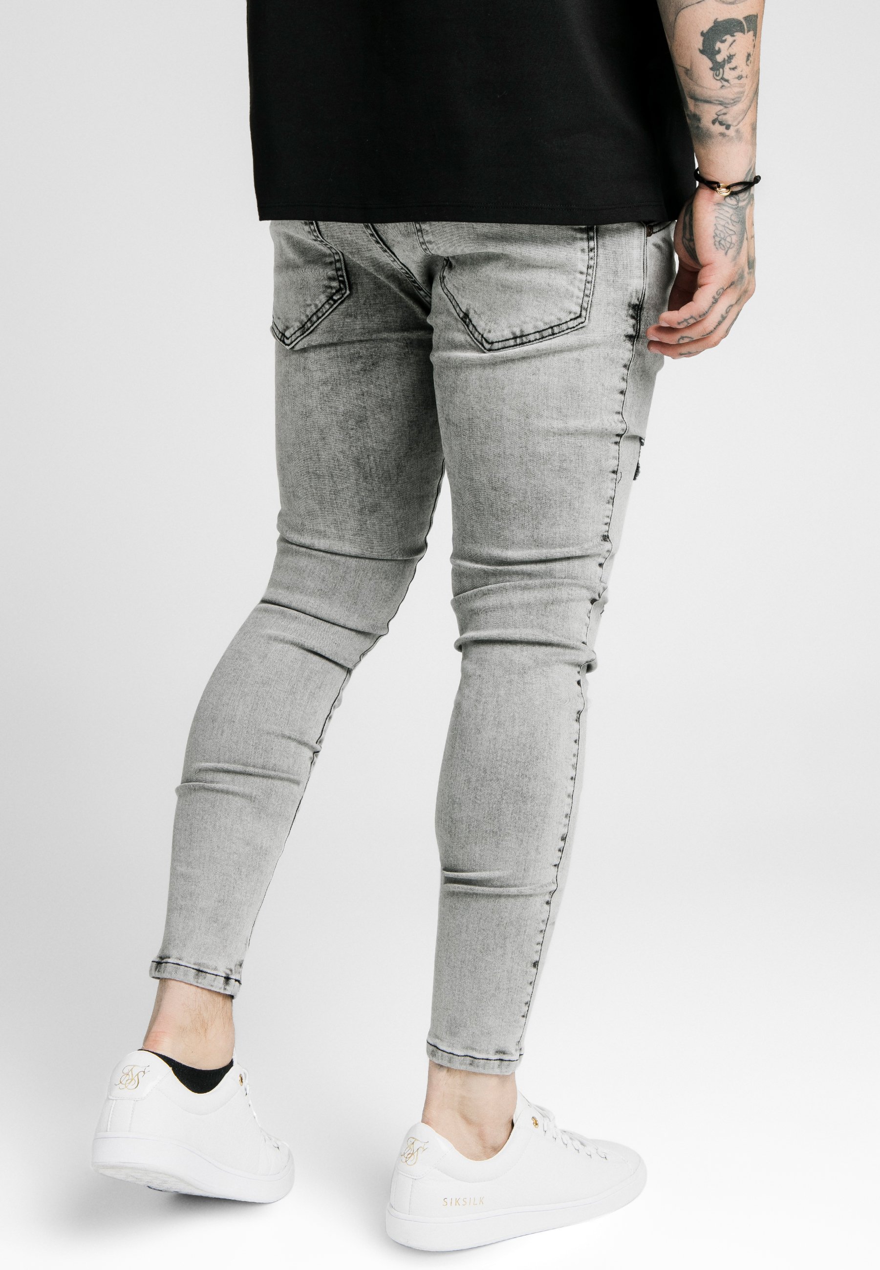 SIKSILK SKINNY FIT ACID WASH WITH DISTRESSING Jeans Skinny SIKSILK ELASTICATED RIOT - Jeans Skinny Fit - grey