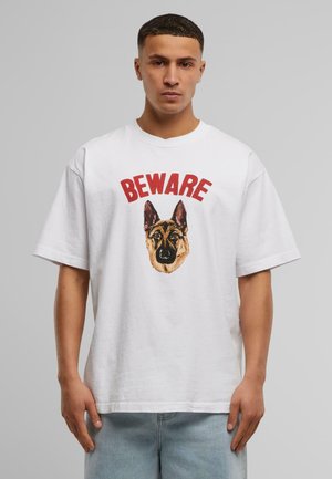 BEWARE SIGN - Print T-shirt - white