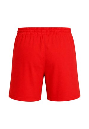 Shorts rojos con cintura elástica, diseño sencillo y sin logos ni patrones visibles, mostrados de frente sobre un fondo blanco.