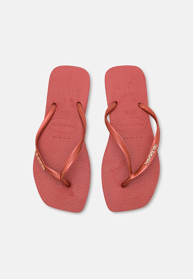 Havaianas SLIM SQUARE LOGO METALLIC - Baseino batai - mahogany