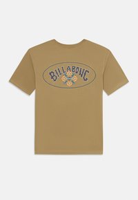Koszulka z krótkim rękawem w kolorze beżowym, wykonana z bawełny, z dużym, kolorowym owalnym logotypem z napisem "Billabong" oraz misternymi wzorami na plecach.