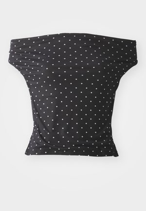 Gina Tricot HALTERNECK - T-shirt print - white/black