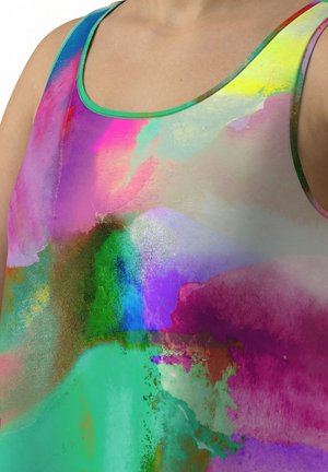 Ulla Popken, WATERCOLOR PRINT SLEEVELESS A-LINE DRESS - Jurk - emerald