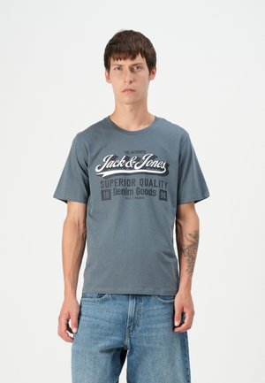 Jack & Jones JJELOGO TEE O NECK - T-shirt con stampa - stormy weather