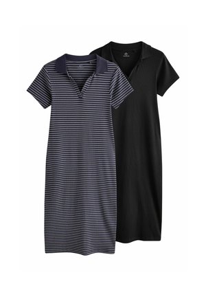 REGULAR FIT - 2 PACK COLLARED MIDI - Džersejové šaty - black stripe
