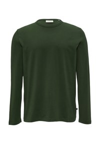 Langsleeve shirt in donkergroen, gemaakt van soepel stof. Ronde halslijn met een eenvoudig ontwerp en geen patronen. Voorzien van een klein logo-label.