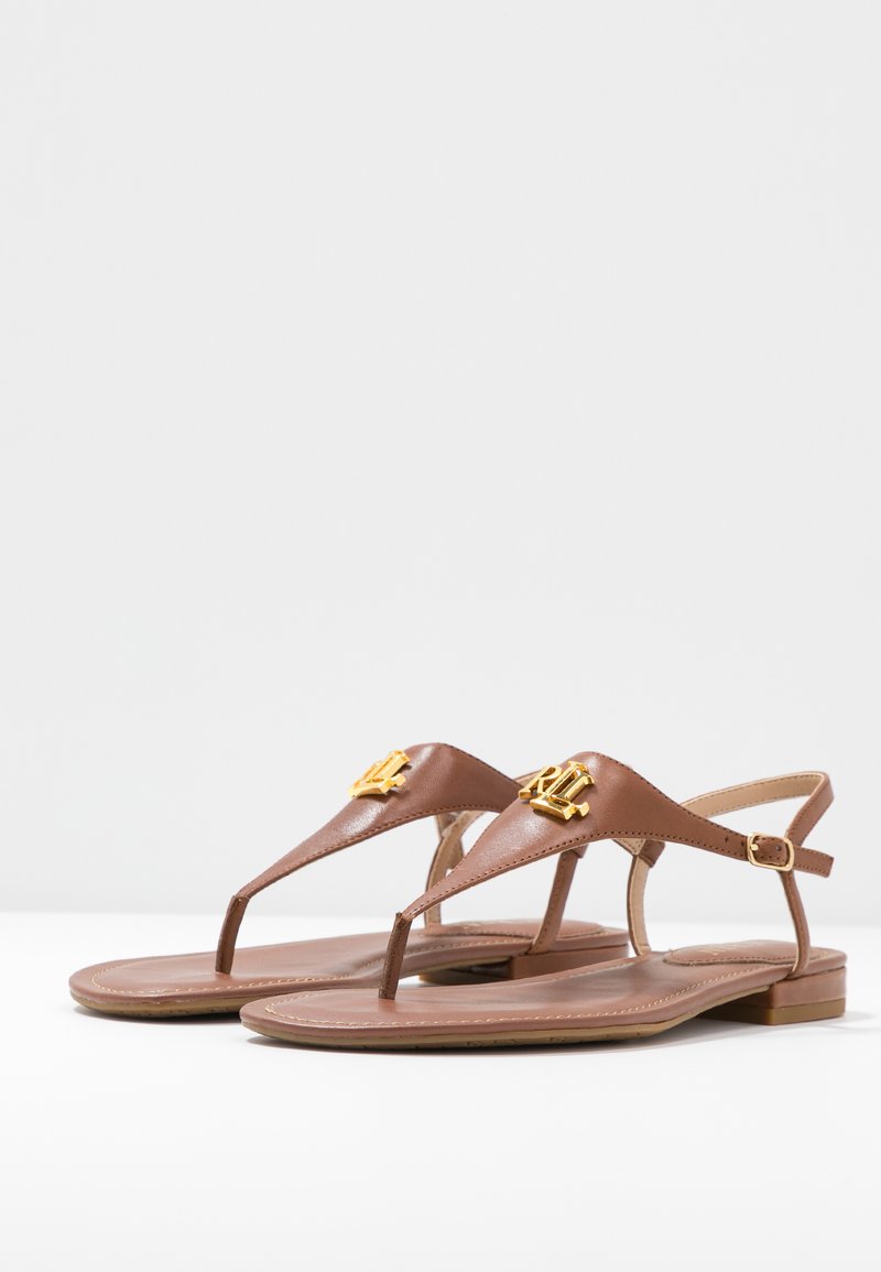 Lauren Ralph Lauren Burnished Ellington T Bar Sandals Deep Saddle Tan Tan Zalando Co Uk