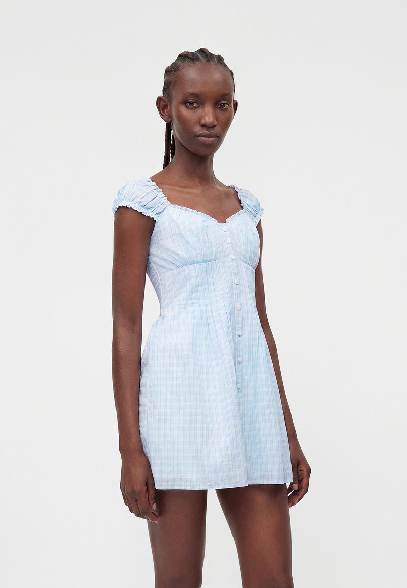 hollister light blue dress Womens Hollister Blue Button Through Mini Dress S Regular (US 4-6)