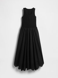 HANKERCHIEF HEM MIXED MEDIA - Vapaa-ajan mekko - true black