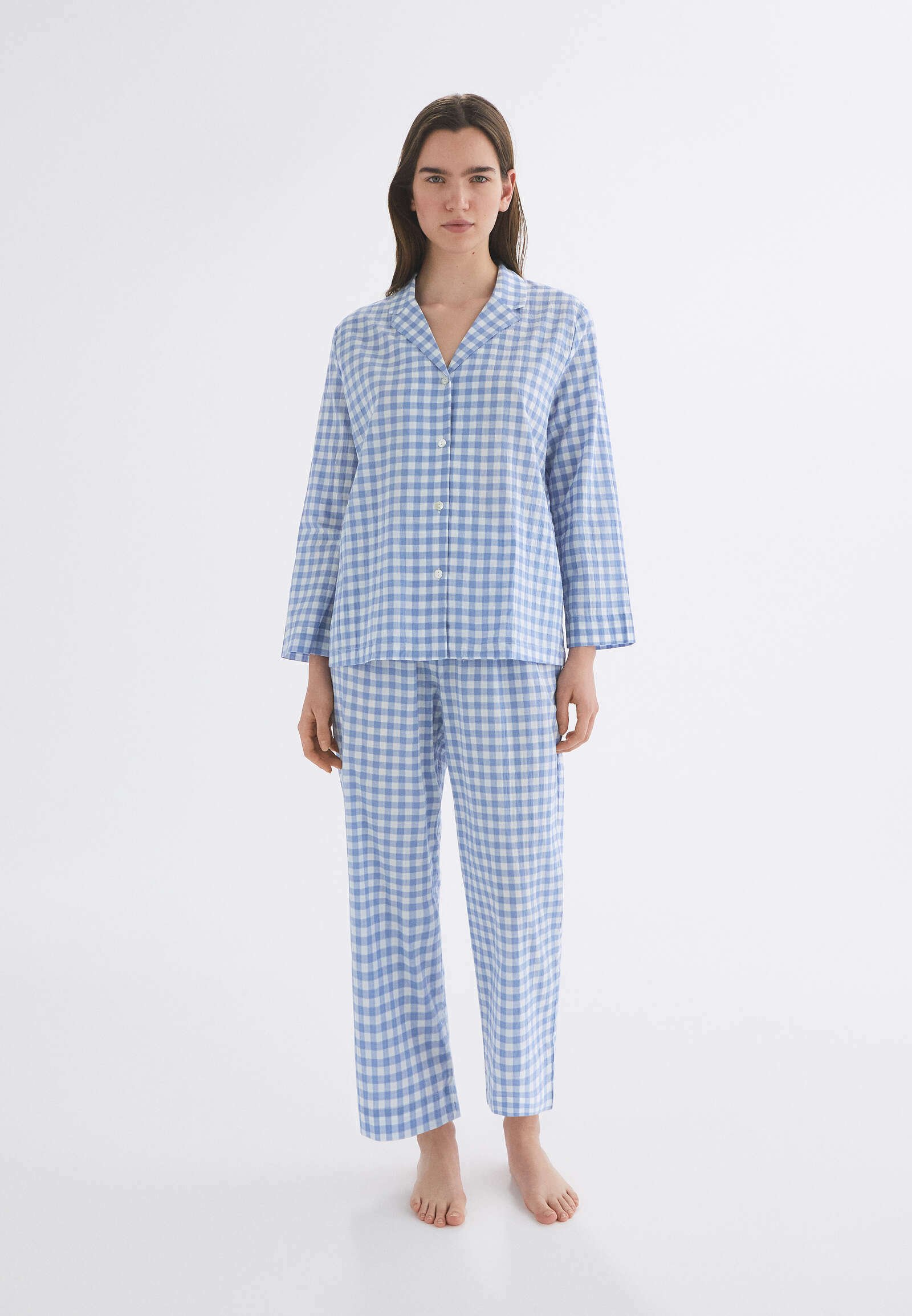 OYSHO GINGHAM CHECK - Pantaloni del pigiama - blue/blu - Zalando.it