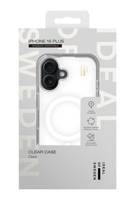 Gennemsigtig iPhone 16 Plus cover med et fleksibelt design, gennemsigtigt materiale, MagSafe-kompatibilitet og testet for holdbarhed ved fald.