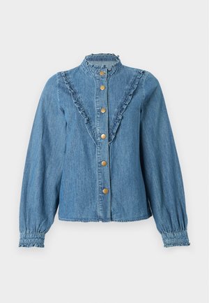 ONLY, ONLELLIE FRILL SHIRT - Риза с копчета - medium blue denim