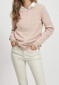 VILA Stickad tröja - mottled light pink