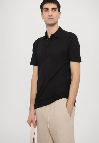 120% Lino SHORT SLEEVES - Polo - black solid