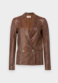 COATED JACKET - Blézer - coffee/black