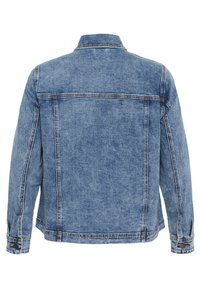 Jeansjacka i ljusblå med en klassisk design. Har krage, långa ärmar och kontrastsöm på ryggen och axlarna.